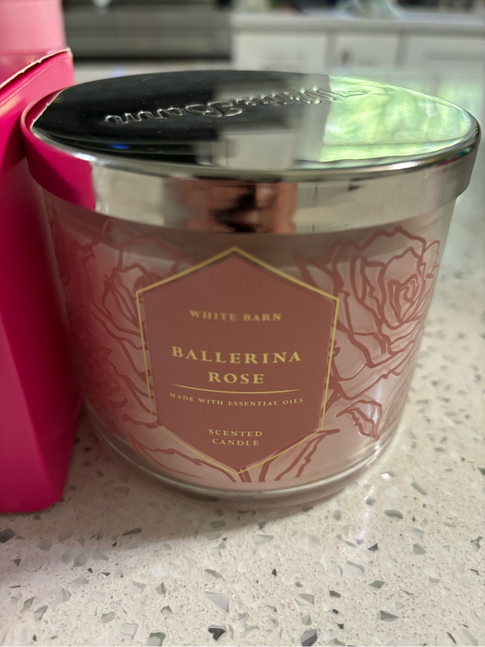White Barn Ballerina Rose Candle - Pink and Silver